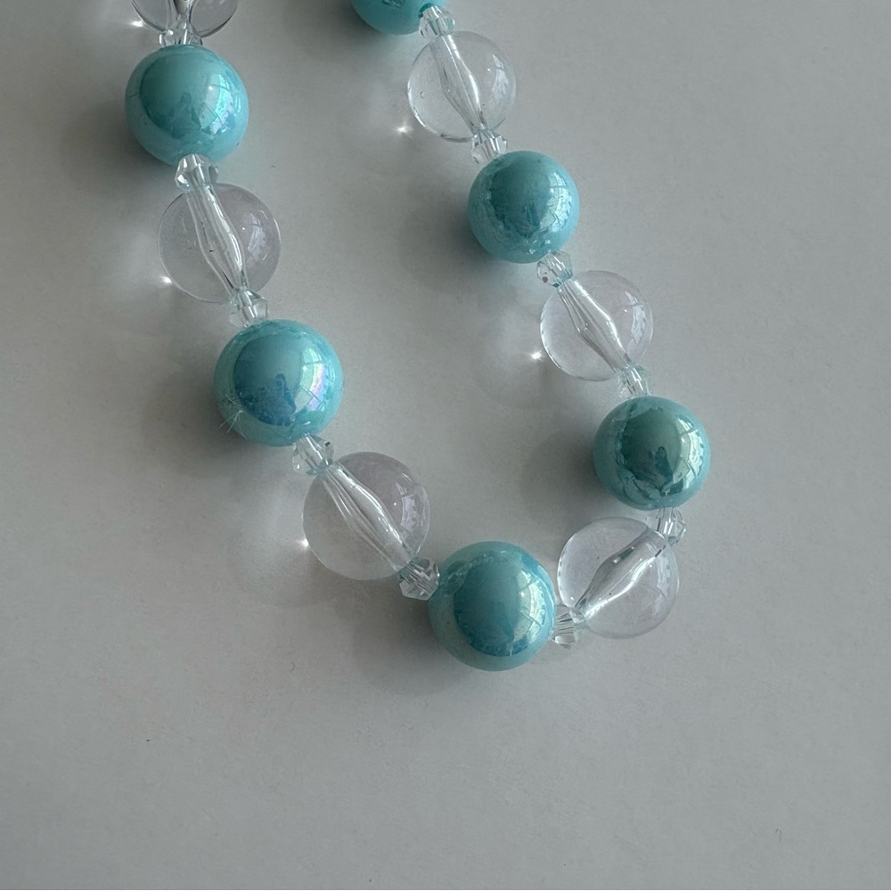 Elegant Chunky Turquoise and Clear Beaded Bag Charm - Picture 3 of 6